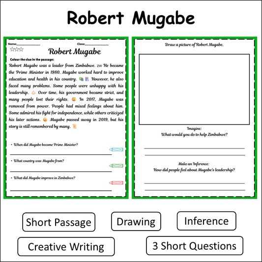 Robert Mugabe | Short Reading Comprehension Creative Worksheet