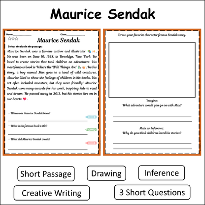Maurice Sendak | Short Reading Comprehension Creative Worksheet