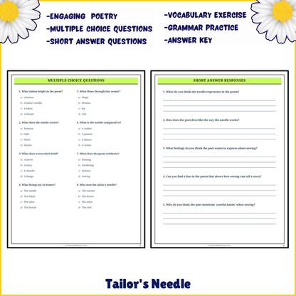 Tailor's Needle | Poem Grammar Worksheet Printable Activity