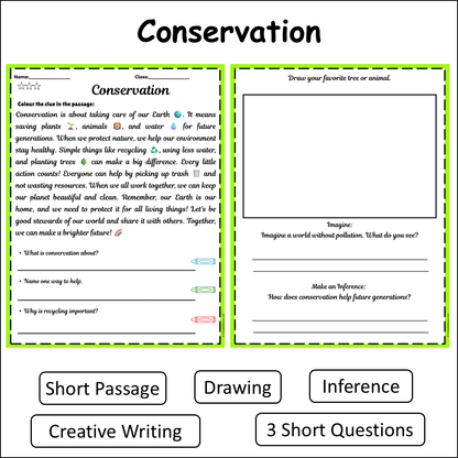 Conservation | Short Reading Comprehension Creative Worksheet