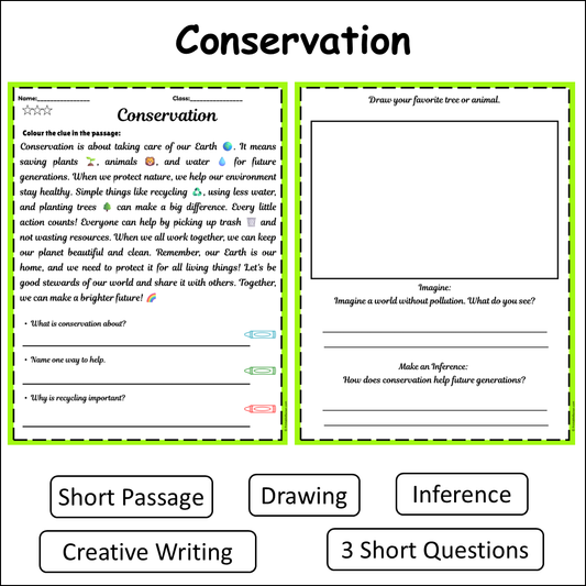 Conservation | Short Reading Comprehension Creative Worksheet