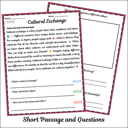 Cultural Exchange | Short Reading Comprehension Creative Worksheet