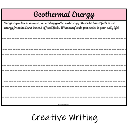 Geothermal Energy | Main Idea and Supporting Details Reading Passage and Questions