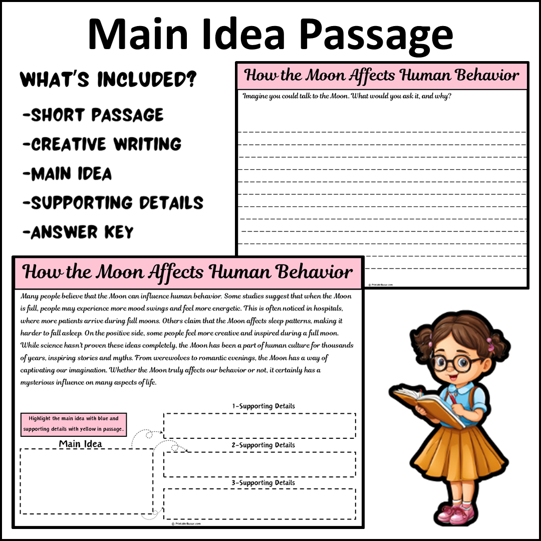 How the Moon Affects Human Behavior | Main Idea and Supporting Details Reading Passage and Questions