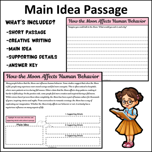 How the Moon Affects Human Behavior | Main Idea and Supporting Details Reading Passage and Questions