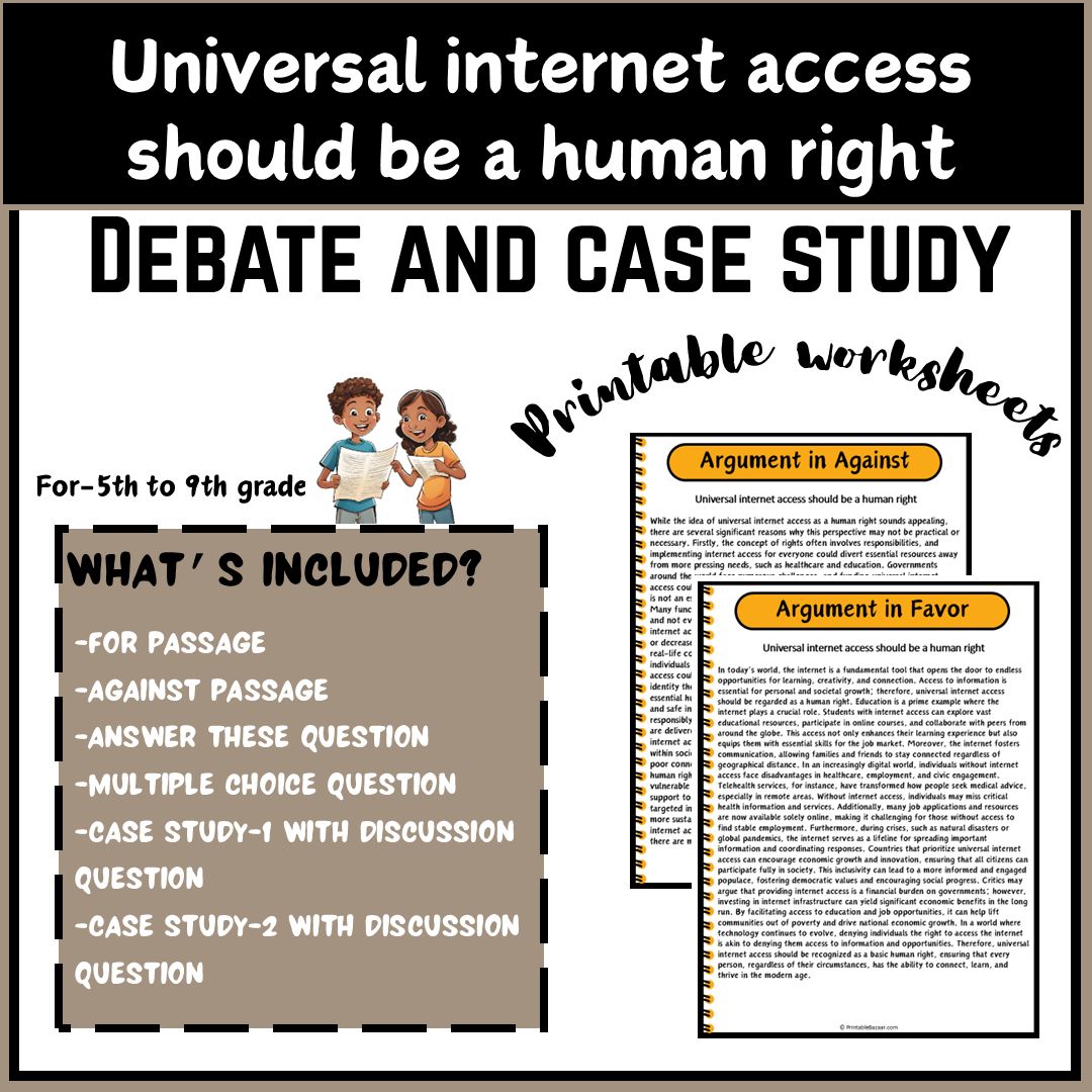 Universal internet access should be a human right | Debate Case Study Worksheet