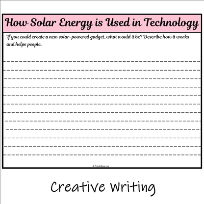 How Solar Energy is Used in Technology | Main Idea and Supporting Details Reading Passage and Questions