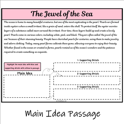 The Jewel of the Sea | Main Idea and Supporting Details Reading Passage and Questions