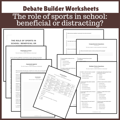 The role of sports in school: beneficial or distracting? | Favour and Against Worksheet Printable Activity