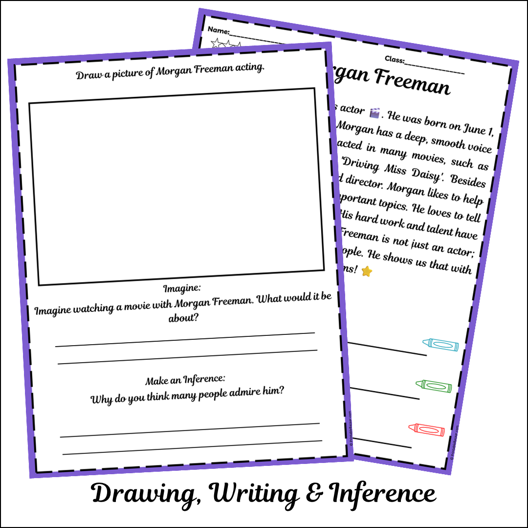 Morgan Freeman | Short Reading Comprehension Creative Worksheet