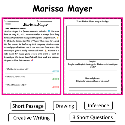 Marissa Mayer | Short Reading Comprehension Creative Worksheet