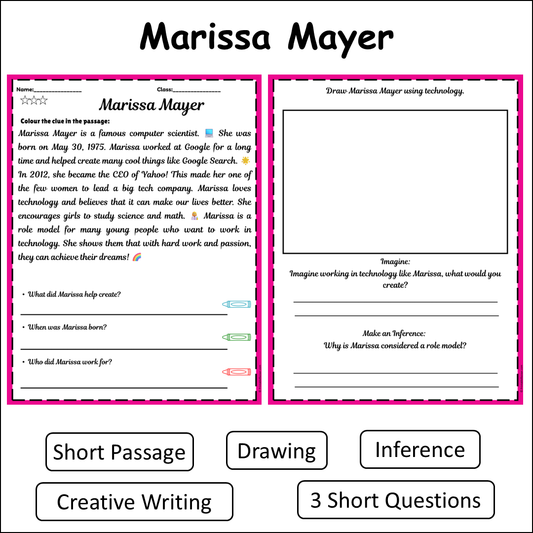 Marissa Mayer | Short Reading Comprehension Creative Worksheet