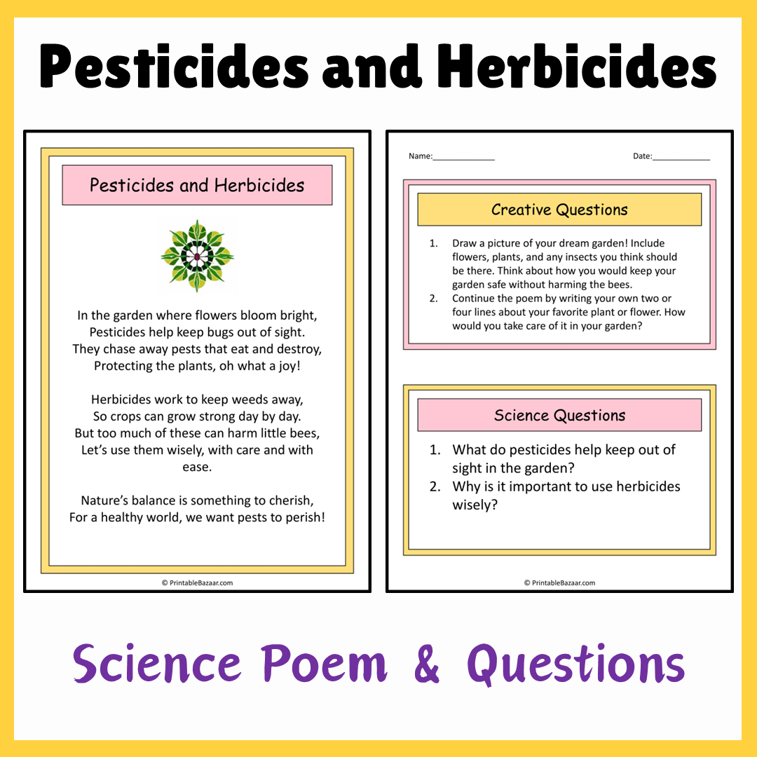 Pesticides and Herbicides | Science Poem Reading Comprehension Activity