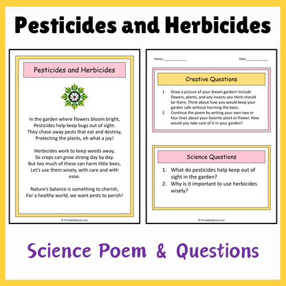 Pesticides and Herbicides | Science Poem Reading Comprehension Activity