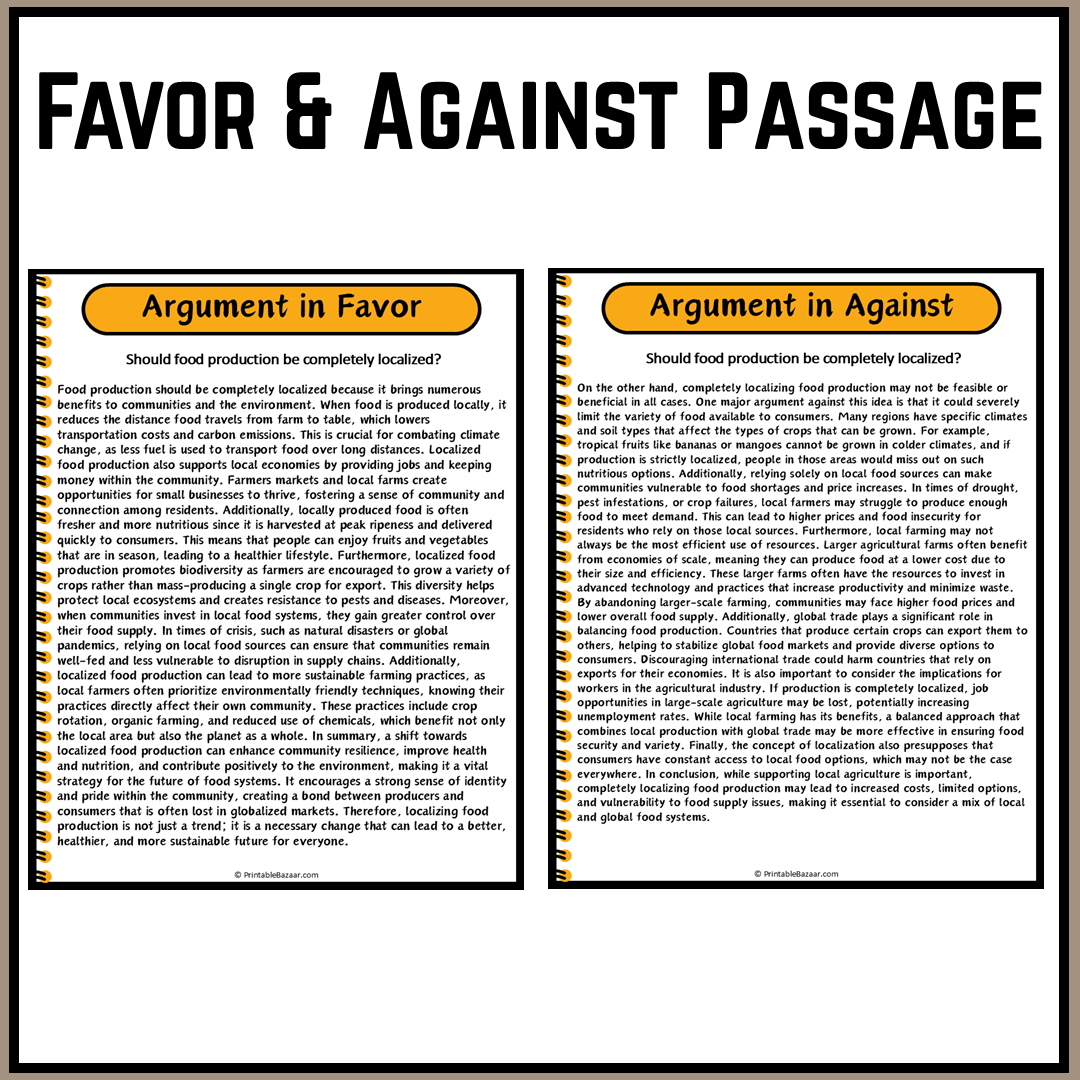 Should food production be completely localized? | Debate Case Study Worksheet