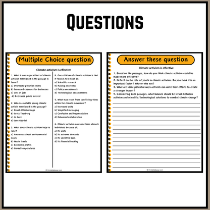 Climate activism is effective | Debate Case Study Worksheet