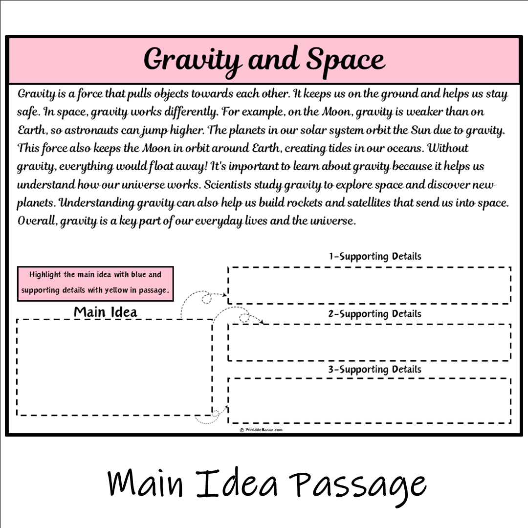 Gravity and Space | Main Idea and Supporting Details Reading Passage and Questions