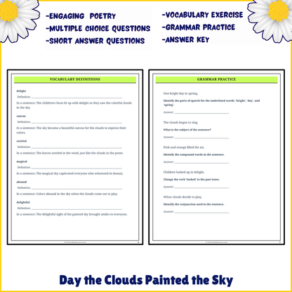 Day the Clouds Painted the Sky | Poem Grammar Worksheet Printable Activity