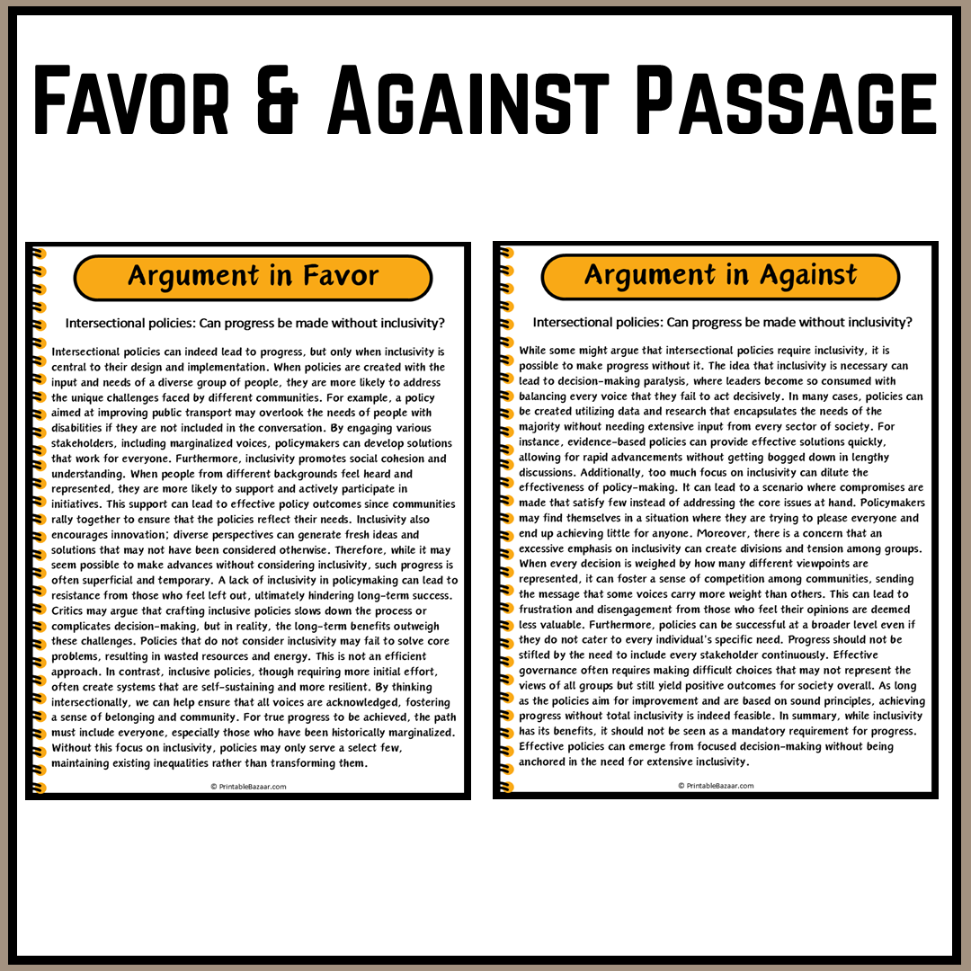 Intersectional policies: Can progress be made without inclusivity? | Debate Case Study Worksheet