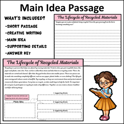 The Lifecycle of Recycled Materials | Main Idea and Supporting Details Reading Passage and Questions