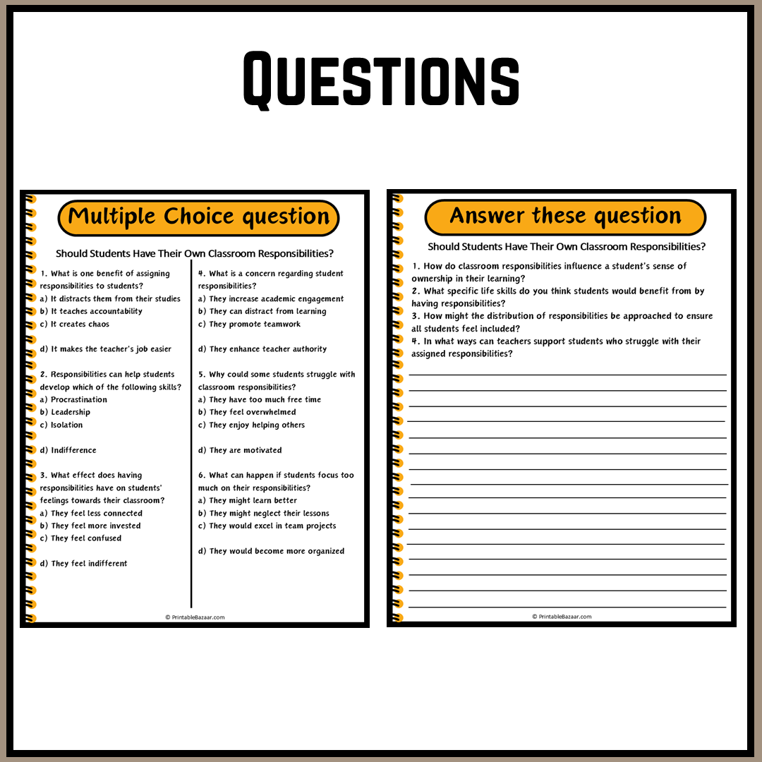 Should Students Have Their Own Classroom Responsibilities? | Debate Case Study Worksheet