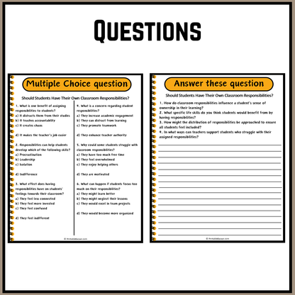 Should Students Have Their Own Classroom Responsibilities? | Debate Case Study Worksheet