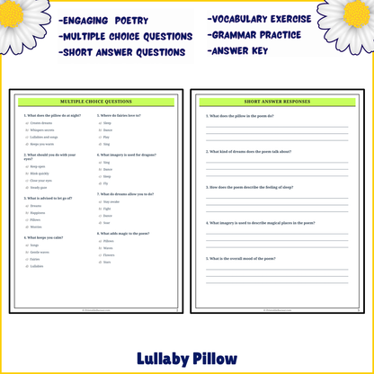 Lullaby Pillow | Poem Grammar Worksheet Printable Activity