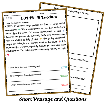 COVID-19 Vaccines | Short Reading Comprehension Creative Worksheet