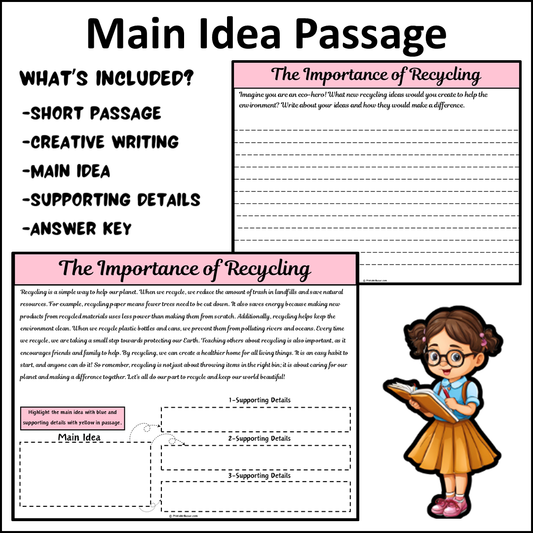 The Importance of Recycling | Main Idea and Supporting Details Reading Passage and Questions