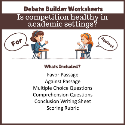 Is competition healthy in academic settings? | Favour and Against Worksheet Printable Activity