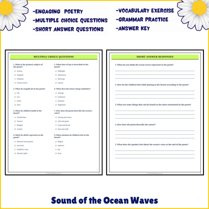 Sound of the Ocean Waves | Poem Grammar Worksheet Printable Activity