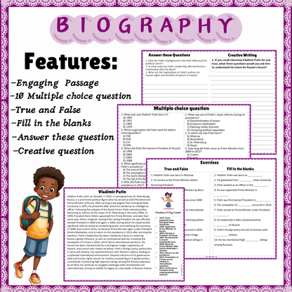 Vladimir Putin | Biography Reading Comprehension and Questions Worksheet