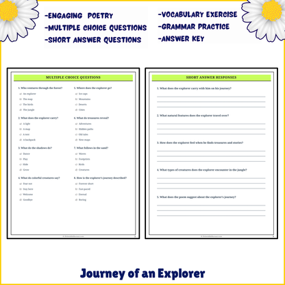 Journey of an Explorer | Poem Grammar Worksheet Printable Activity