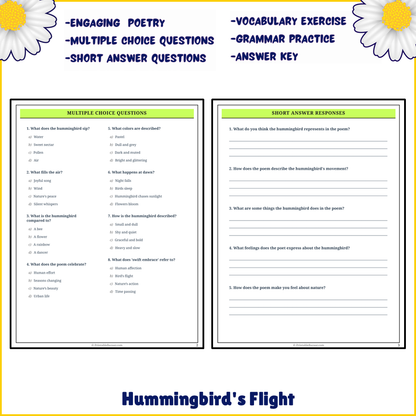 Hummingbird's Flight | Poem Grammar Worksheet Printable Activity