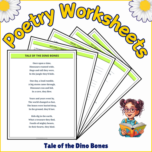 Tale of the Dino Bones | Poem Grammar Worksheet Printable Activity