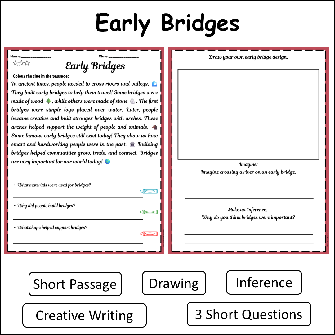 Early Bridges | Short Reading Comprehension Creative Worksheet