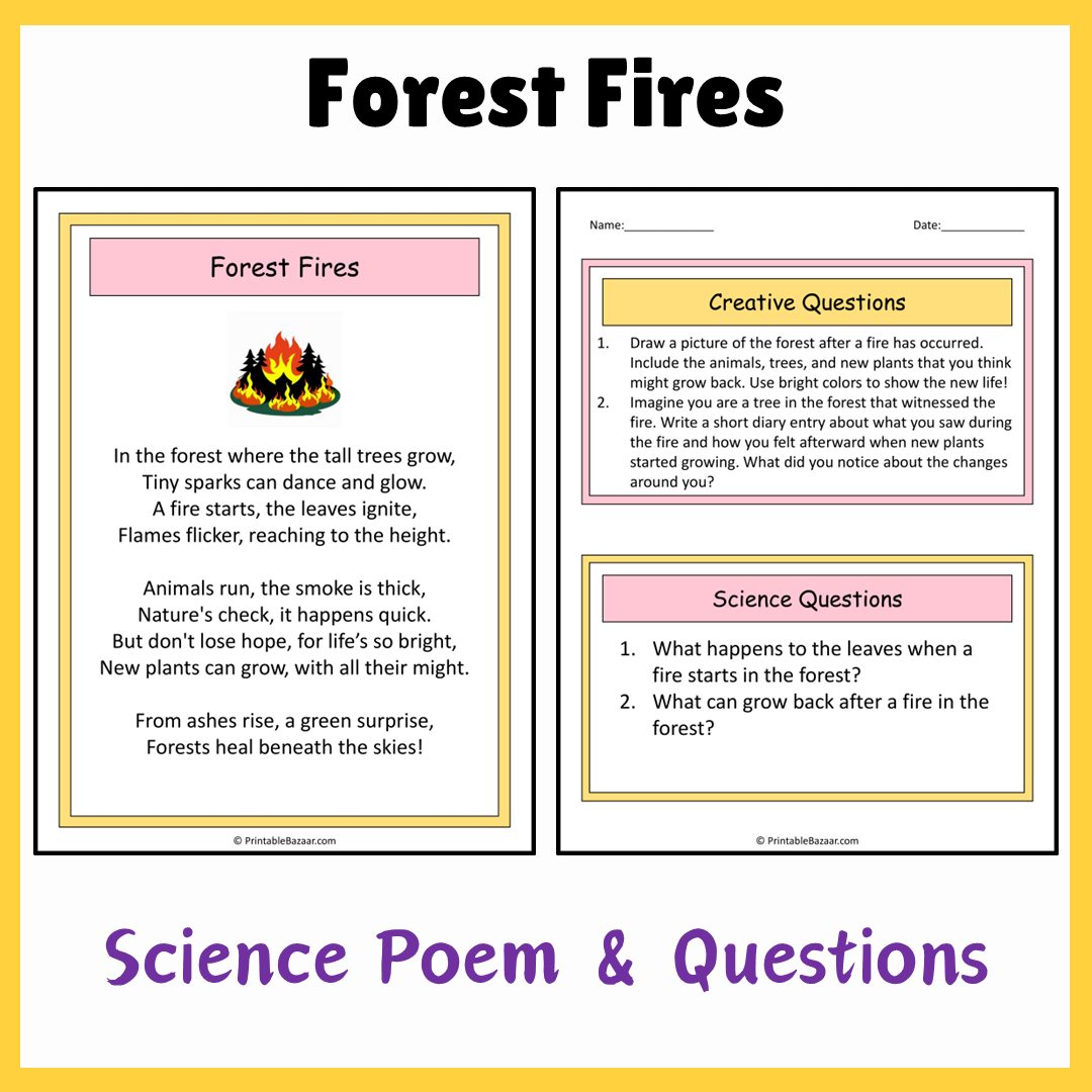 Forest Fires | Science Poem Reading Comprehension Activity