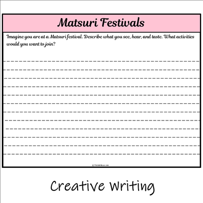 Matsuri Festivals | Main Idea and Supporting Details Reading Passage and Questions