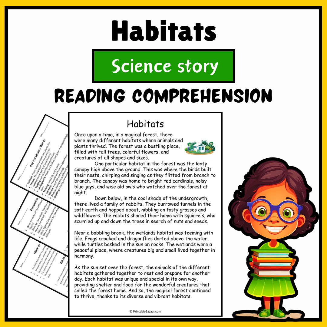 Habitats | Science Story Reading Comprehension Activity