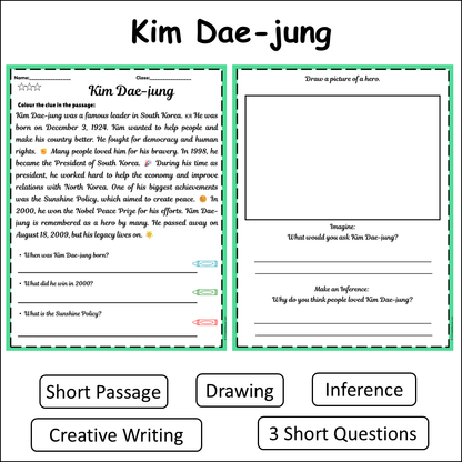 Kim Dae-jung | Short Reading Comprehension Creative Worksheet