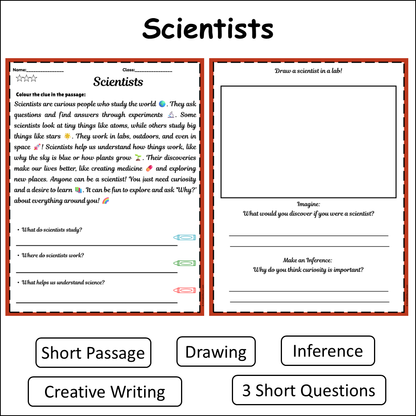 Scientists | Short Reading Comprehension Creative Worksheet