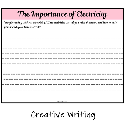 The Importance of Electricity | Main Idea and Supporting Details Reading Passage and Questions