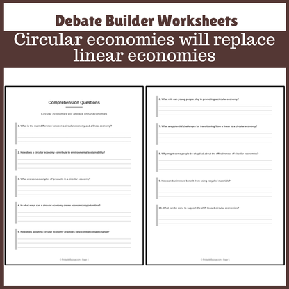 Circular economies will replace linear economies | Favour and Against Worksheet Printable Activity