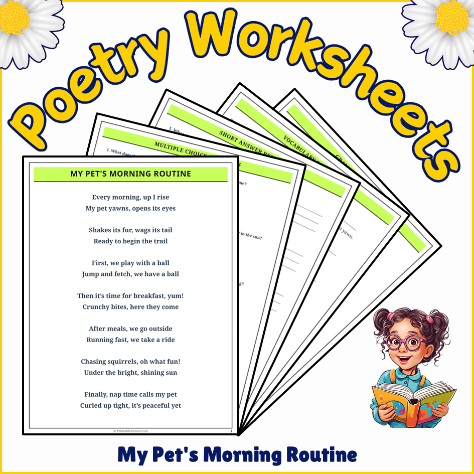 My Pet's Morning Routine | Poem Grammar Worksheet Printable Activity ...