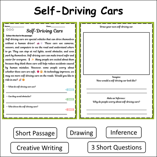Self-Driving Cars | Short Reading Comprehension Creative Worksheet