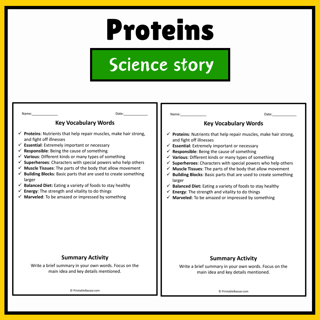 Proteins | Science Story Reading Comprehension Activity
