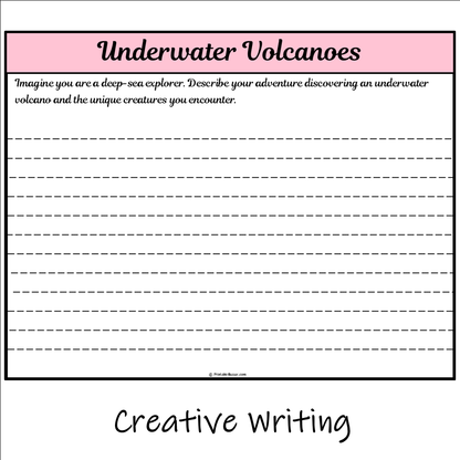 Underwater Volcanoes | Main Idea and Supporting Details Reading Passage and Questions