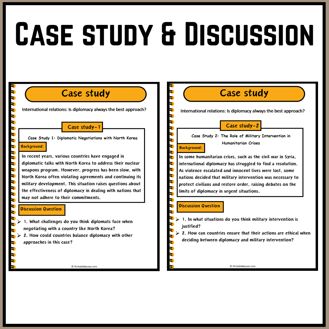 International relations: Is diplomacy always the best approach? | Debate Case Study Worksheet