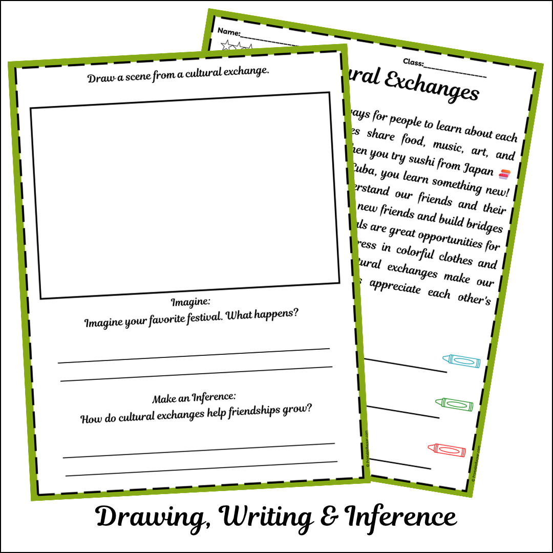 Cultural Exchanges | Short Reading Comprehension Creative Worksheet