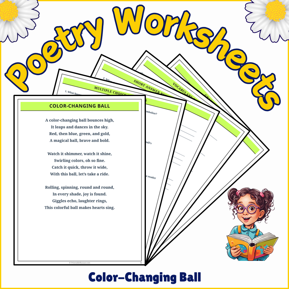 Color-Changing Ball | Poem Grammar Worksheet Printable Activity